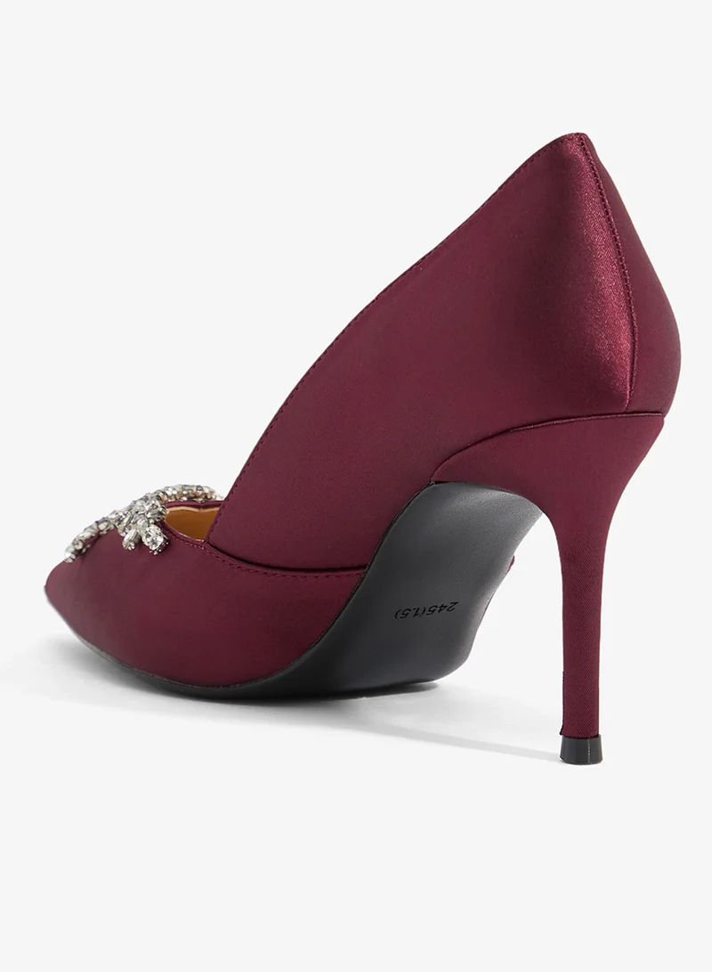 Ella Limited Edition Diamonte Embellished Bow Mid Heel Pump